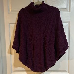 Talbots Eggplant Color Turtleneck Cape Sweater
